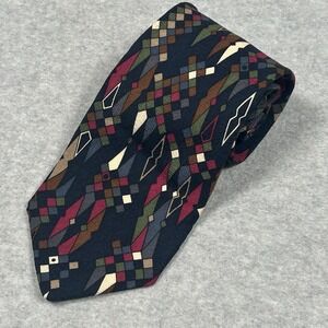 Karl‎ Lagerfeld Mens 100% Silk Necktie Geometric Blue Green Gold Red Tie